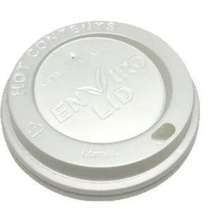 White 12/16oz Compostable Hot Cup Lids (10 x 100's)