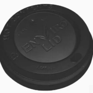 12/16 Black Compostable coffee cups lids (10x100)