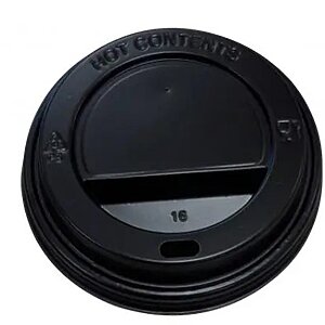 80mm Black Hot Cup Lids - Huh - (8oz) (10x100)
