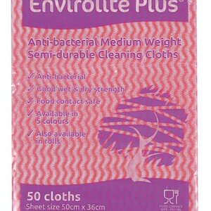 Envirolite Plus Folded Anti Bacterial Red Medium Weight Cloth 50x36cm(50)