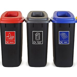 90 Ltr Black Recycling Container Base with Lid