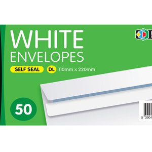 White Envelopes S/seal DL 110X220mm (1000)