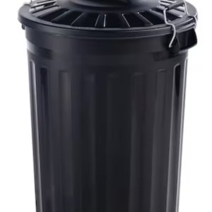 Black 80 Litre Heavy Duty Refuse Bin With Clip Handles