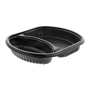 34oz Black 2-Compartment Microwaveable Containers (8x40)