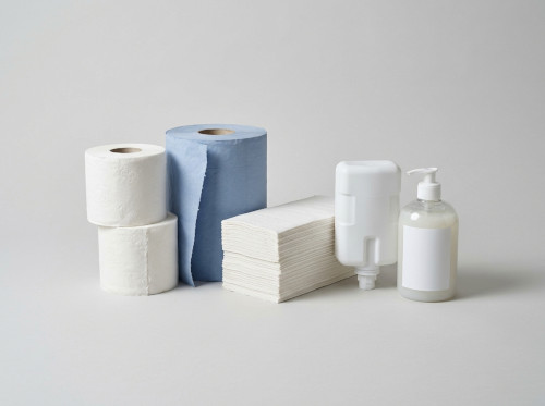 tissue paper, toilet rolls, soaps